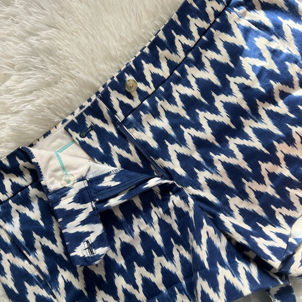 J. Crew High Waist Blue and White Zigzag Shorts - Picture 3 of 5